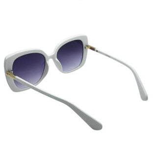 White sunglasses with gradient lenses on a white background