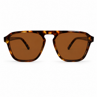 TONI Tortoiseshell Polarised Single Bridge Aviator Sunglasses