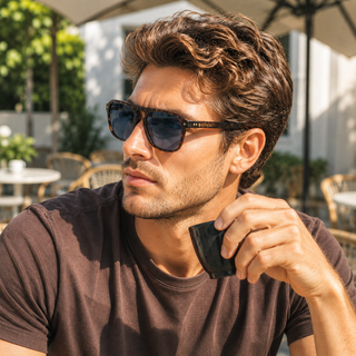 TONI Blue Polarised Single Bridge Aviator Sunglasses