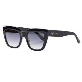 Black sunglasses with gradient lenses on a white background