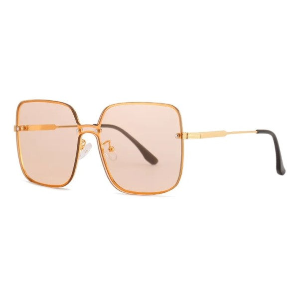 ELIO Peach Square Metal Frame UV400 Sunglasses