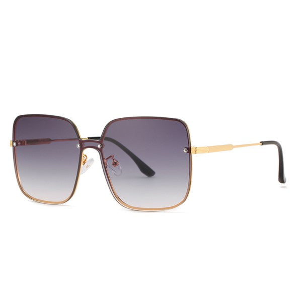 ELIO Smoke Square Metal Frame Sunglasses