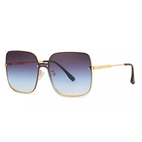 ELIO Storm Blue Square Metal Frame UV400 Sunglasses