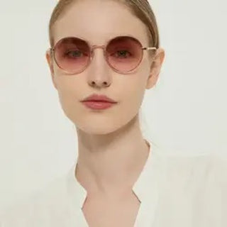 LENNON Lunettes de soleil rondes en métal rose UV400 Rose