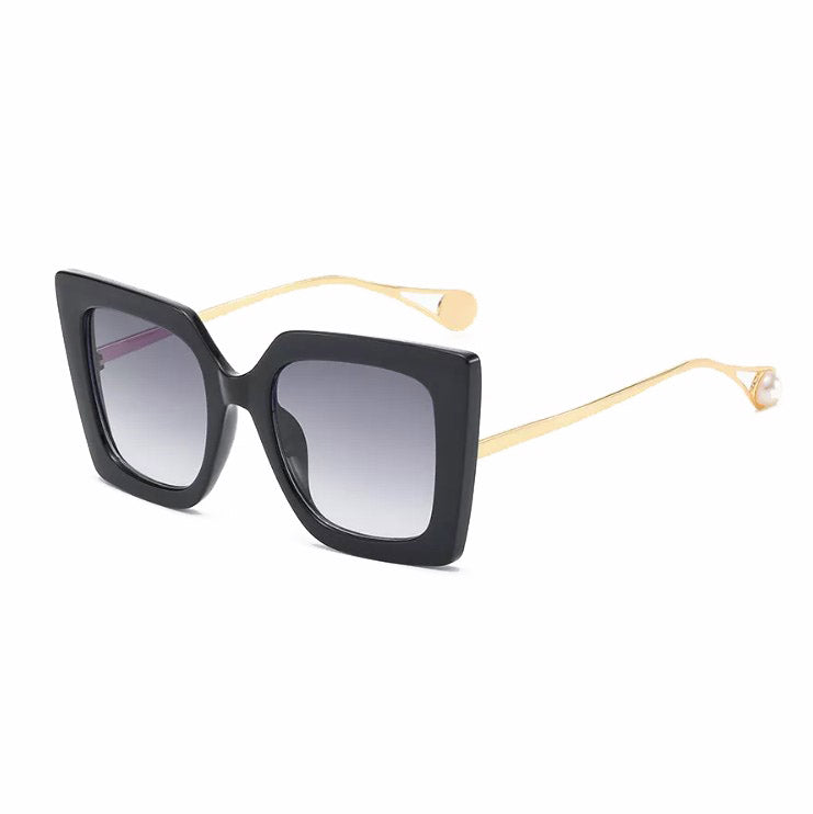 LUNA Black Nero Oversized UV400 Sunglasses