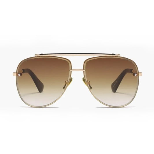MORRISON Amber Gold Metal Aviator UV400 Sunglasses