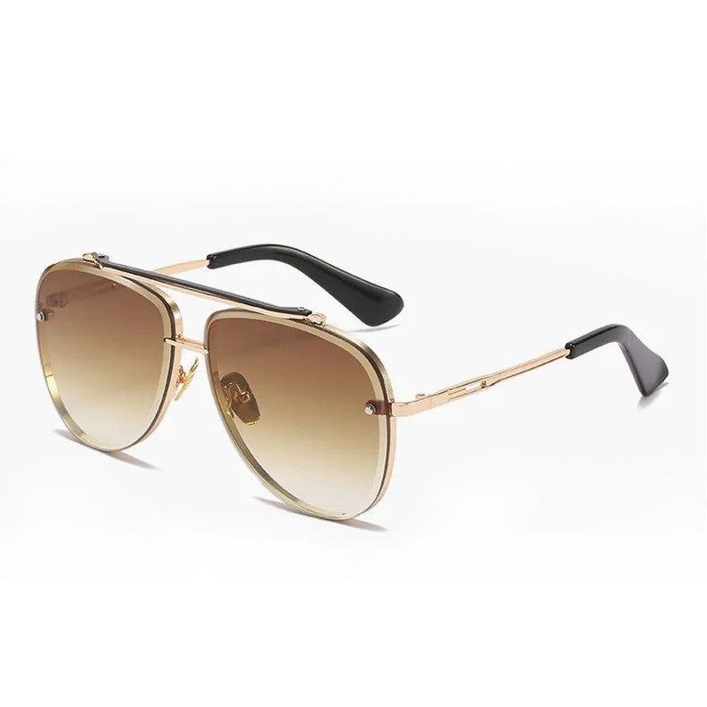 MORRISON Amber Gold Metal Aviator UV400 Sunglasses