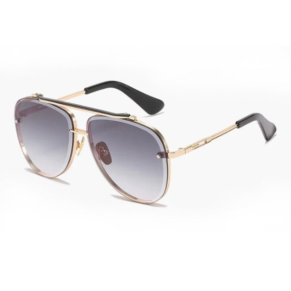 MORRISON Grey Gold Metal Aviator UV400 Sunglasses
