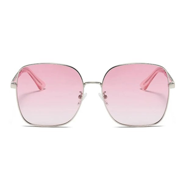 PASTELLE Pink Square Metal Frame UV400 Sunglasses